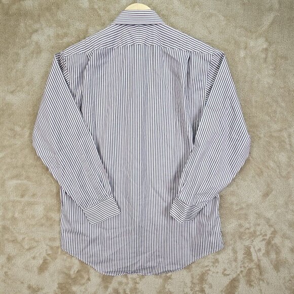 Lands' End White Blue Red Striped Button-Down Shirt Men's Size 16-33 Long Sleeve - Picture 9 of 10